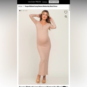 PinkBlush Maternity Taupe Ribbed Dress M
